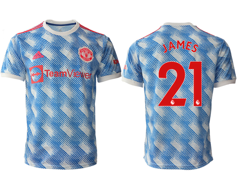 Men 2021-2022 Club Manchester United away aaa version blue #21 Soccer Jersey